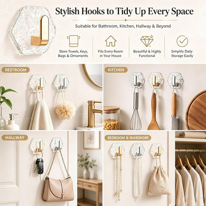 5 PCS Water Ripple Hexagonal Self Adhesive Hooks