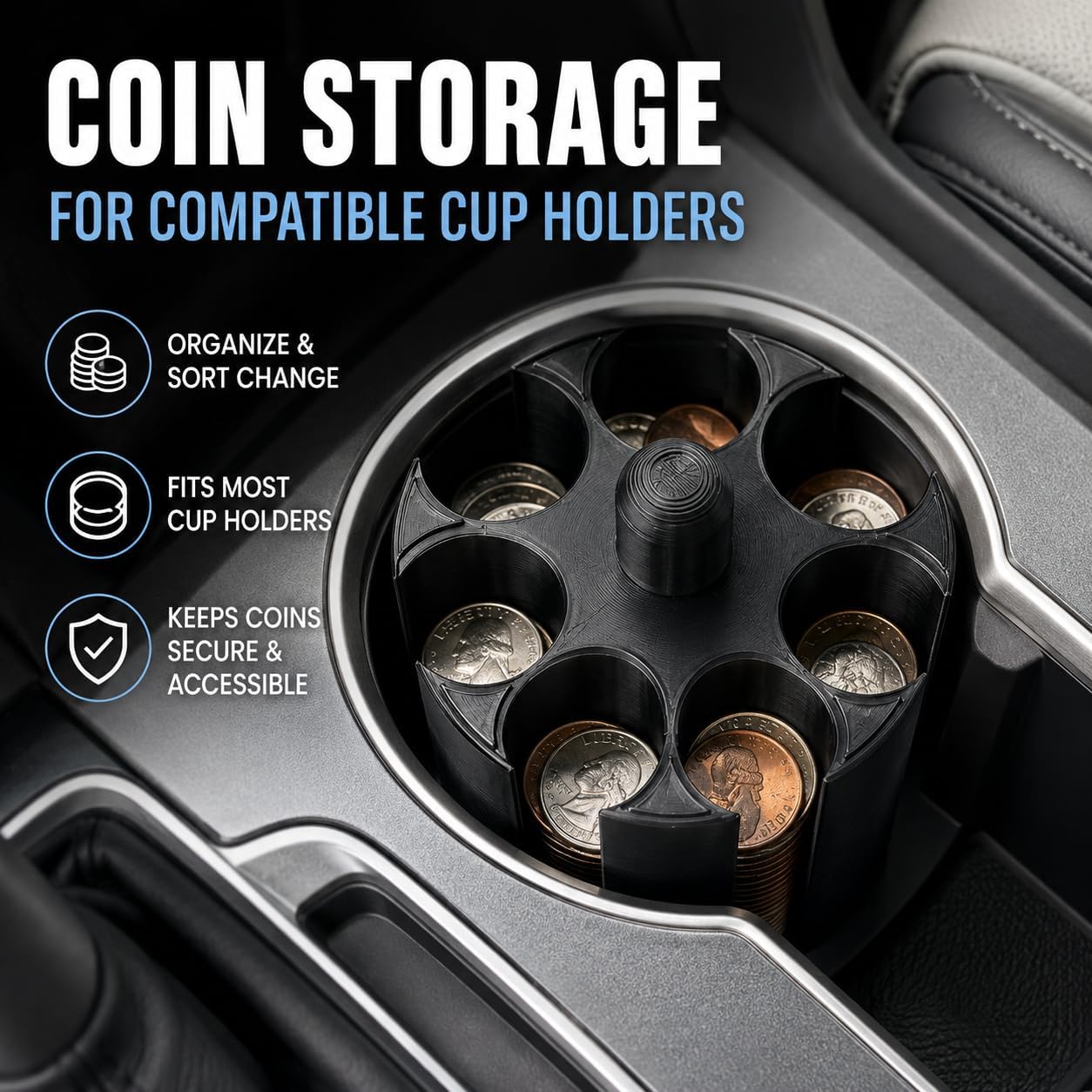 Car Cup Holder Coin Organizer