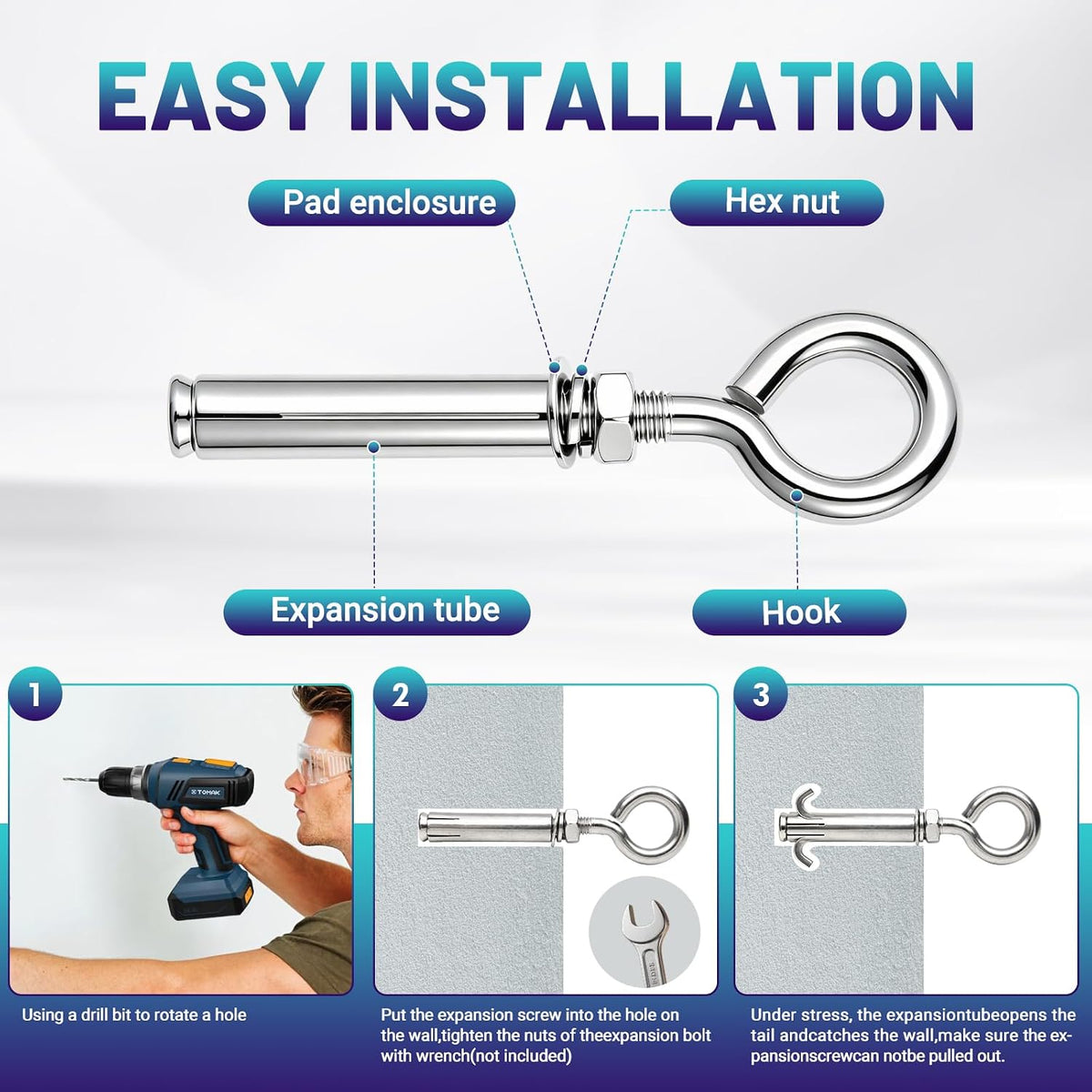 Expansion Concrete Eye Bolt for Wall Ceiling Concrete Masonry