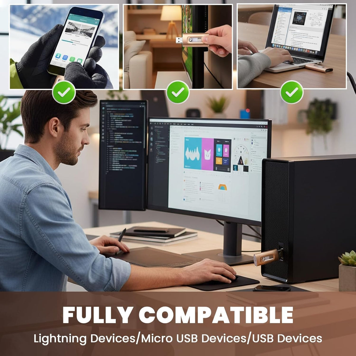 3-in-1 High-Capacity USB Drive 512GB