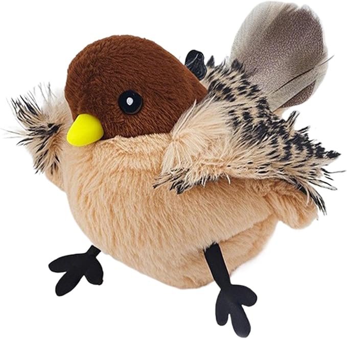 Interactive Cat Chasing Toy – Realistic Bird-Chirping Feather Toy