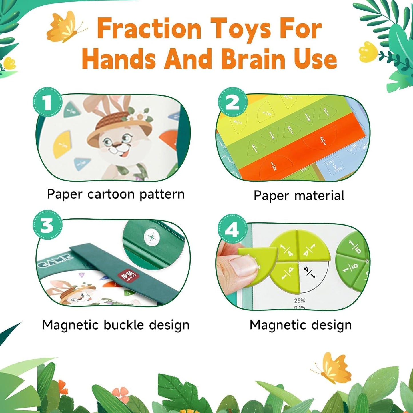 New Magnetic Fraction Demonstration Set And Game Booklet For Children