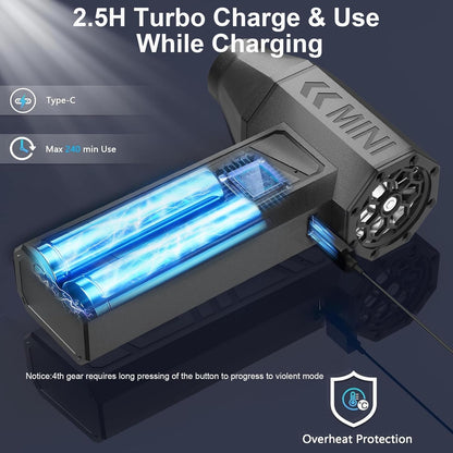 Mini Handheld Turbo Fan, 130000 RPM Rechargeable Air Duster for Car/Home/Outdoor/BBQ