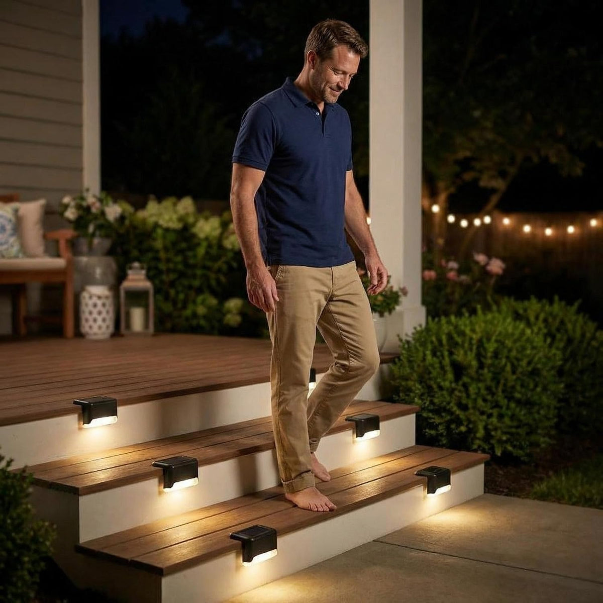 Solar Deck Step Lights, Solar Powered Waterproof Outdoor Lighting