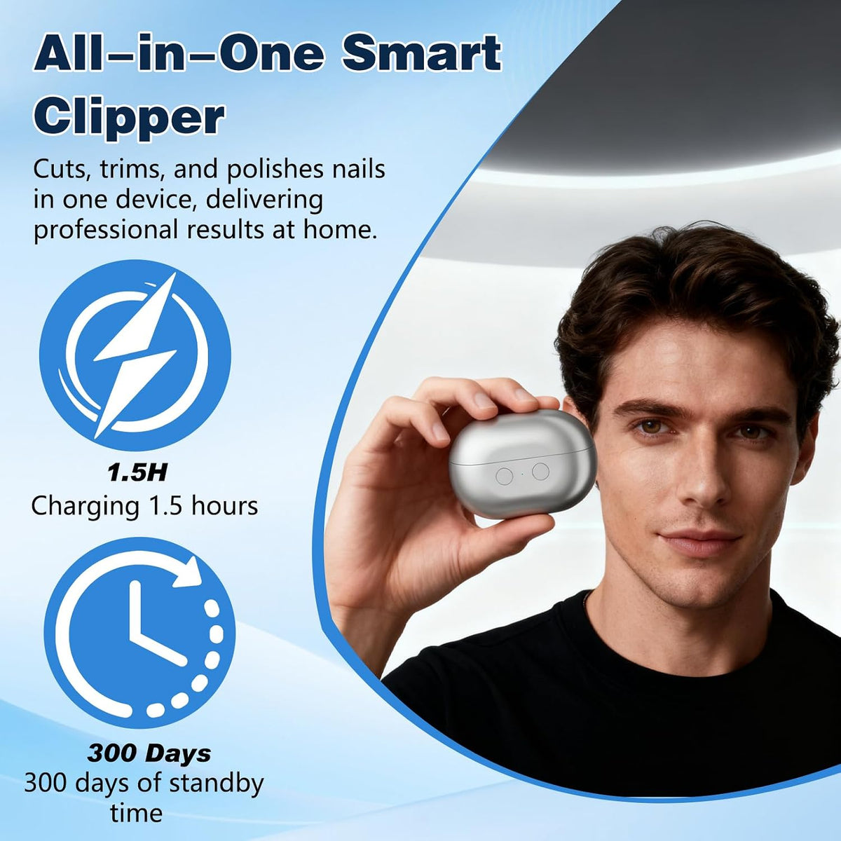 Automatic Trimmer & Polisher Nail Care Tool with LED Lights, Clipping Storage