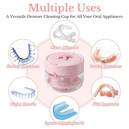 3-in-1 Denture Bath Box with Leak Proof
