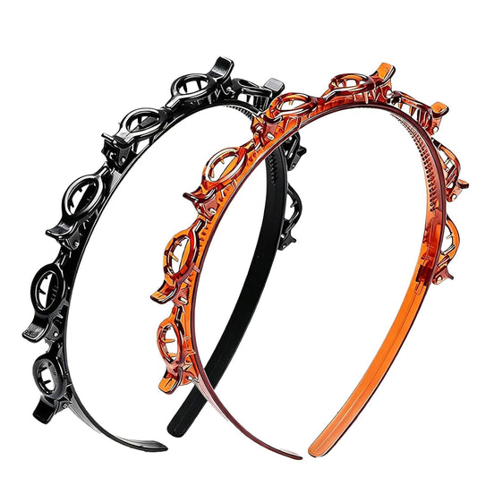 2PCS Butterfly Hair Clips Headband with Teeth for Women, Non-Slip Hair Accessories