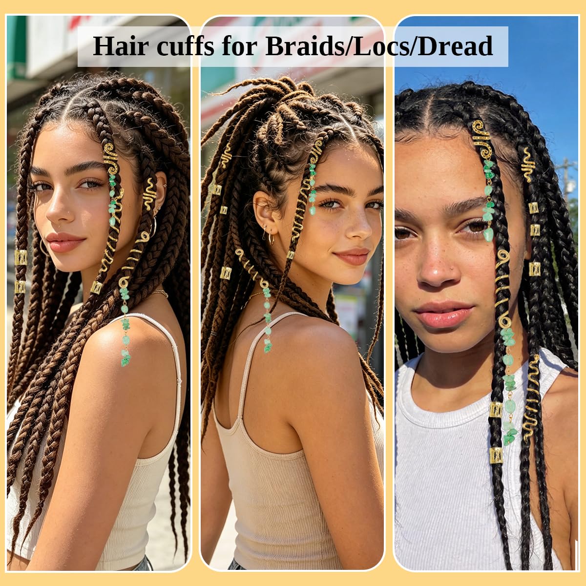 Colorful Natural Stone Pendant Hair Accessories - Crystal Dreadlocks Accessories
