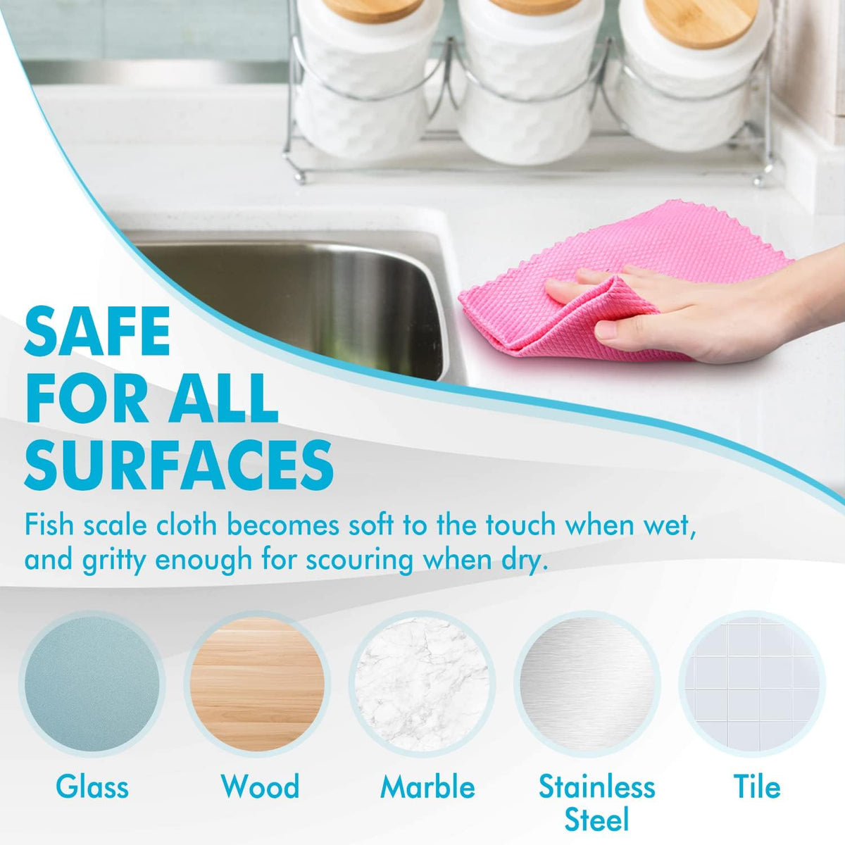 5-Pcs Washable Absorbent Surface Polishing Cloths