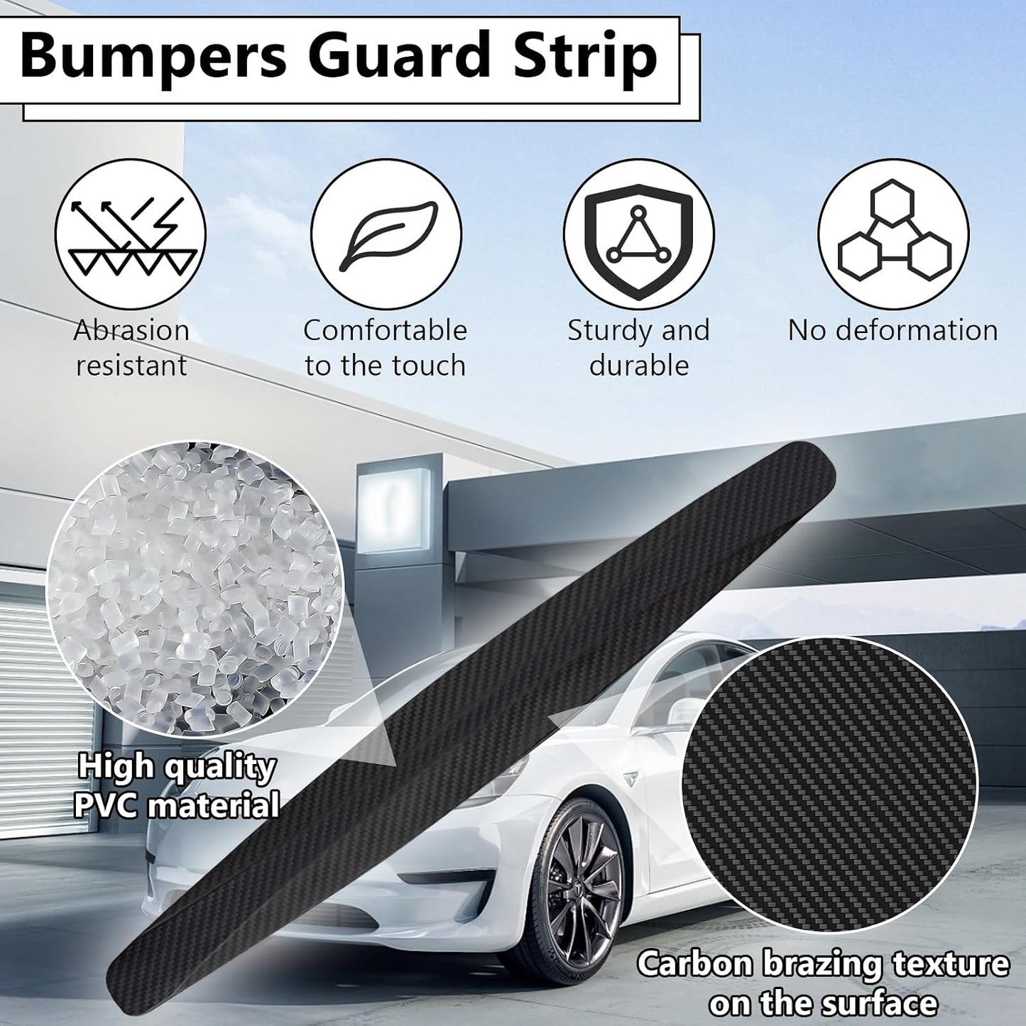 Pack of 2, Universal Rubber Car Bumper Strips