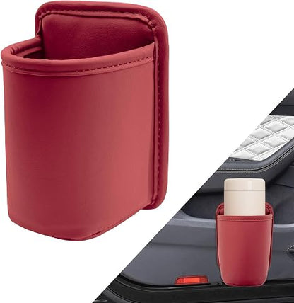 Clip-On Car Cup Holder, PU Leather, No-Drill Waterproof Scratch-Resistant