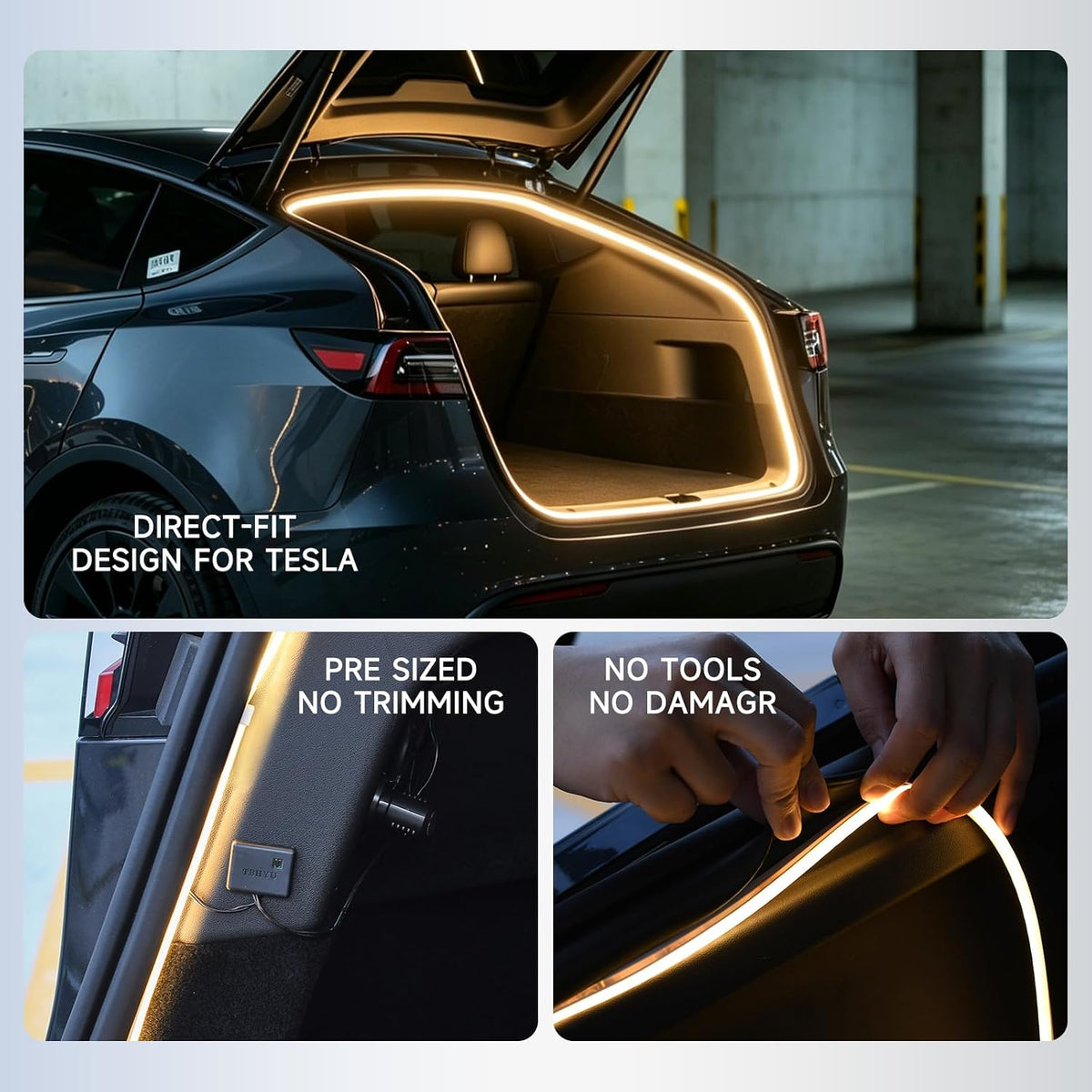 Car Trunk LED Light Strip - Universal 4M Flexible Waterproof Trunk Ambient Light Strip