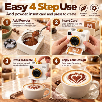 3D Printed Latte Art Camera Coffee Printer One-Click Coffee Stencils Tool