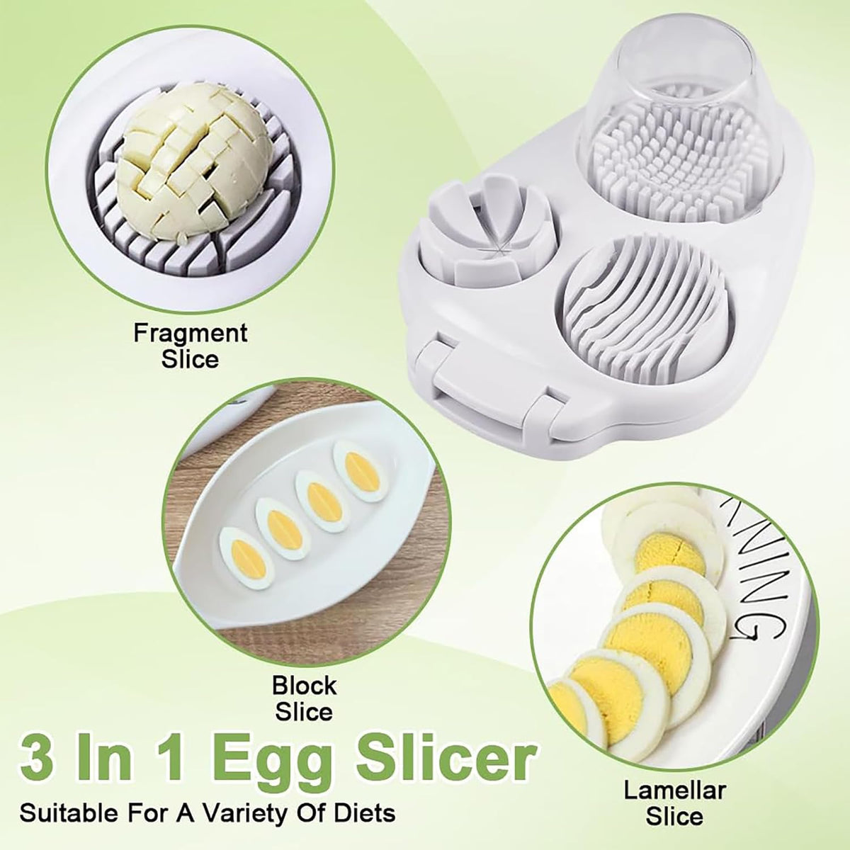 3-in-1 Egg Cutter - Multifunctional Stainless Steel Chopping Tool