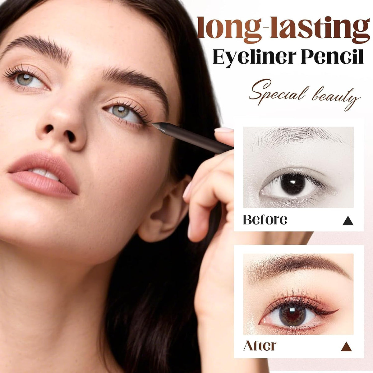 Eyeliner Pencil, 24 HR Waterproof Eyeliner Duo Sharpenable Eye Pencil