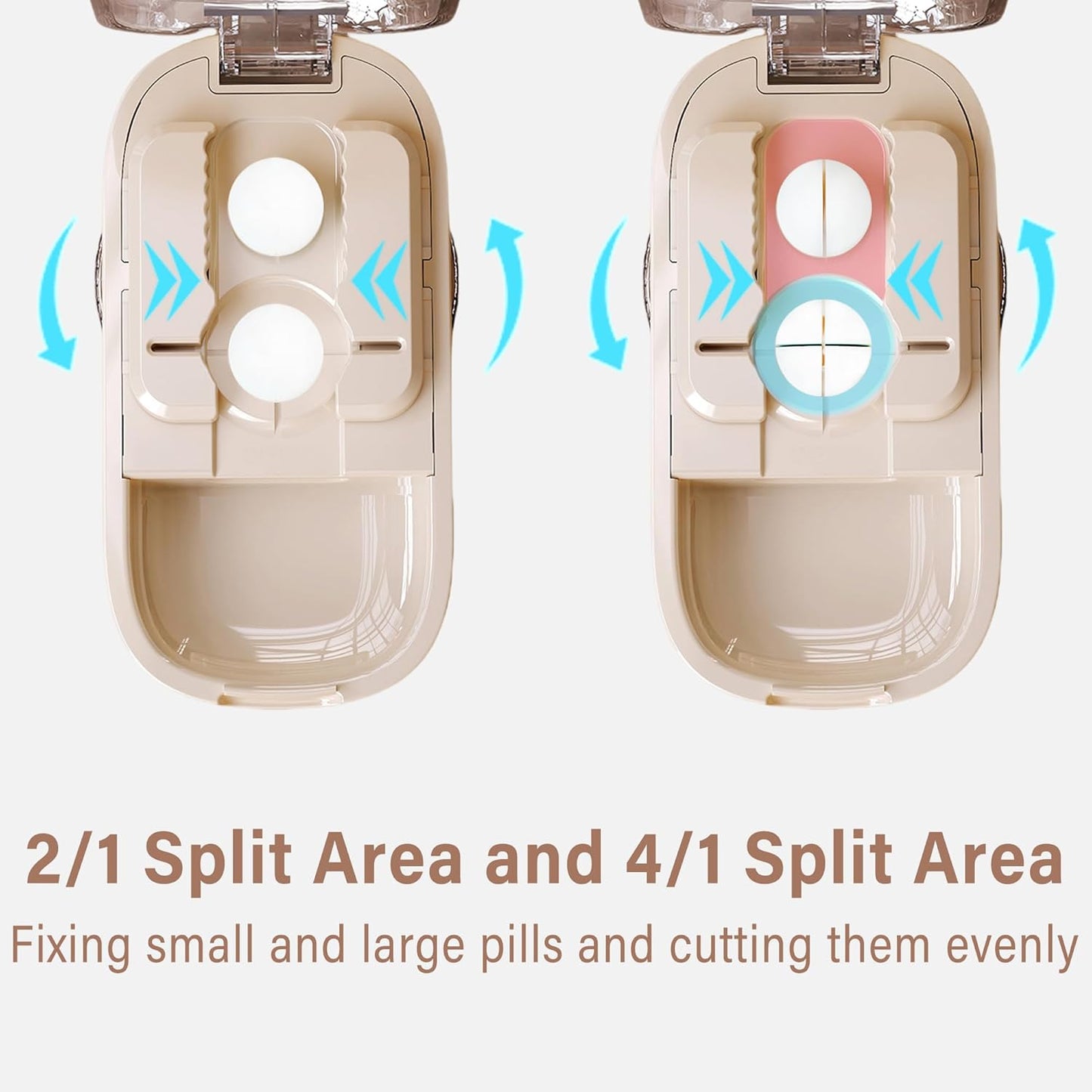 Pill Cutter Splitter for Cutting Multiple Pills, 1/2 1/4 Pill Cutter Splitter for Small and Tiny Pills