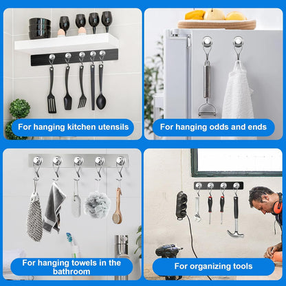 6 Pcs Swivel Magnetic Hooks – Heavy Duty Upgraded Rotating Magnetic Hooks for Home, Garage & Kitchen