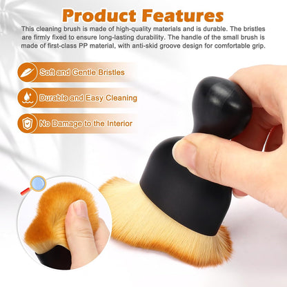 2PCS Car Interior Detailing Brushes – Soft Bristle Cleaning Brushes with Curved Design & Protective Covers