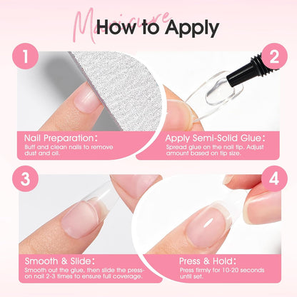 Semi Solid Nail Glue Set for Press On Nails with Nail Debonding Agent Remover