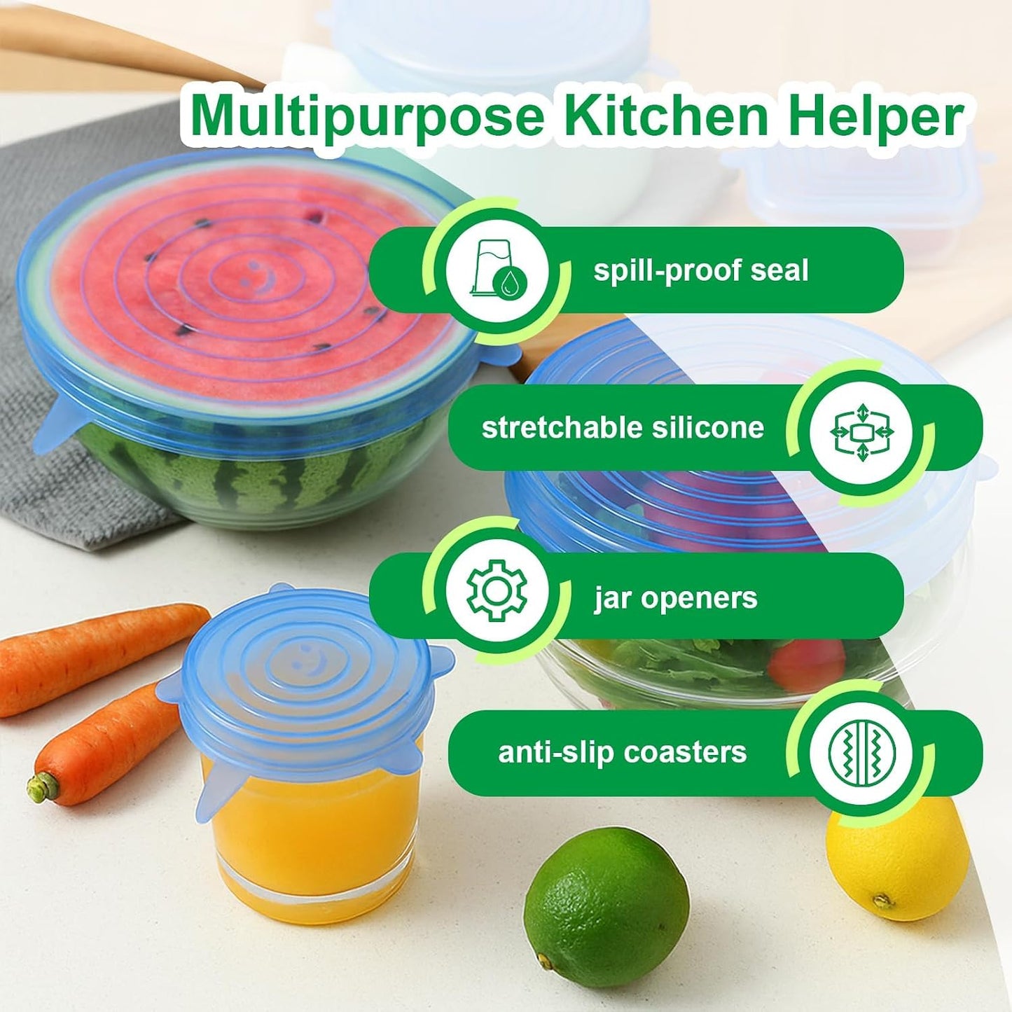 6pcs Silicone Stretch Lids