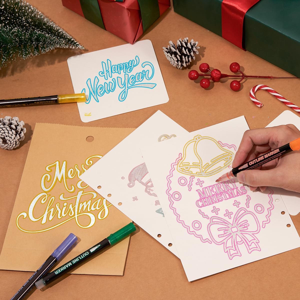 Double-Line Outline Pens Set – DIY Colorful Highlighter Markers