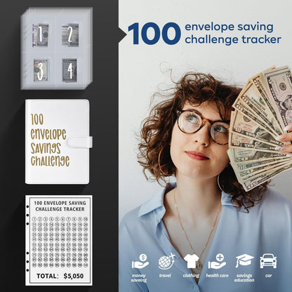 100 Envelopes Money Saving Challenge Budget Planner with Cash Envelopes