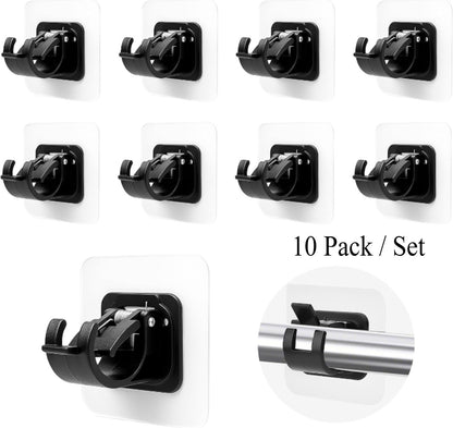 10-Pack No-Drill Self-Adhesive Multifunctional Acrylic Gel Curtain Rod Holder Hooks