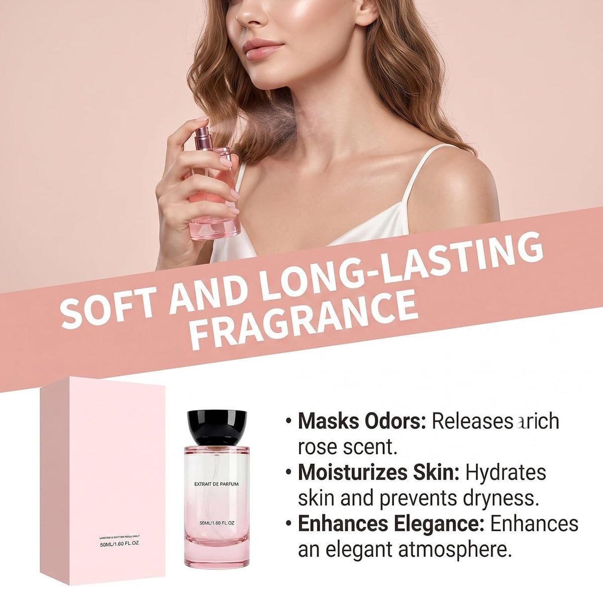 Rose Peony Cocoa Blossom, Elegant Patchouli, Long Lasting Spring Fall Perfume, 50ml