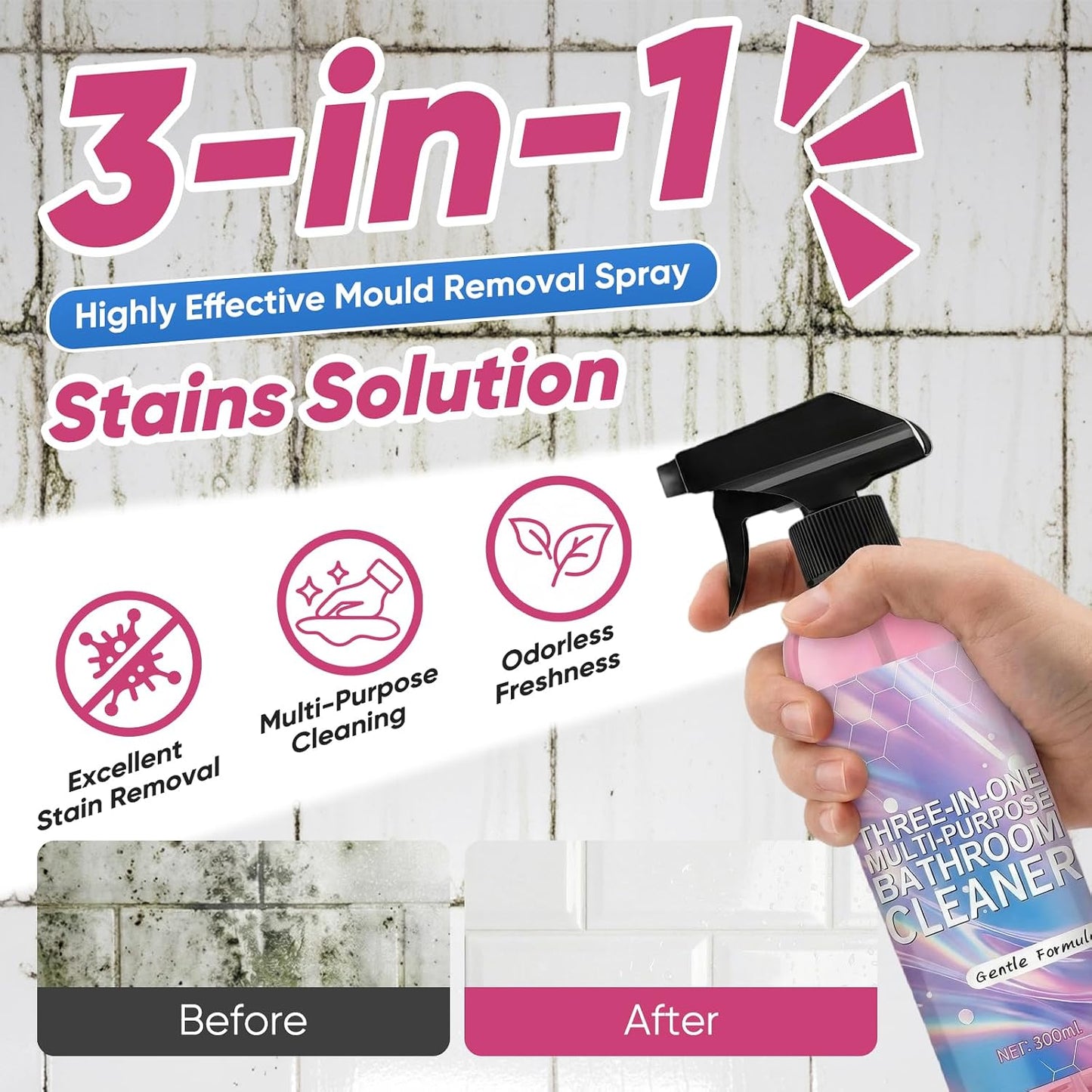 Bathroom Descaler Foam Cleaner for Sink Tub Floor Tile (10.58 oz)