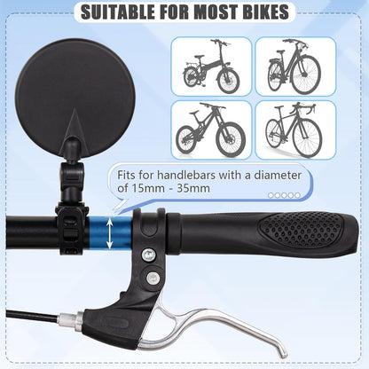 2 PCS Bicycle Rear View Mirror for Safer Cycling on Road & Mountain Bikes