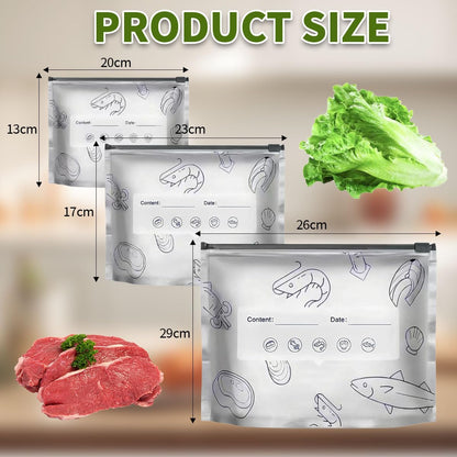 30 Pcs Reusable Aluminum Foil Storage Bags – Resealable Zip Lock Vacuum Pouches for Food, Fruits, Vegetables & Meat