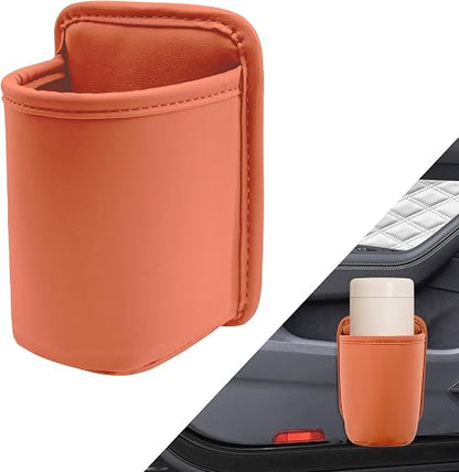 Clip-On Car Cup Holder, PU Leather, No-Drill Waterproof Scratch-Resistant