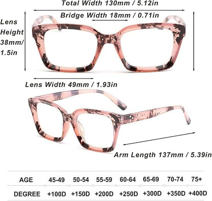 Oversized Square Reading Glasses - Anti-Blue Light Reading Glasses