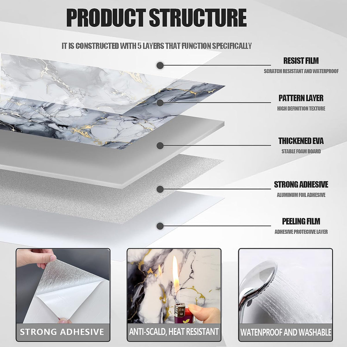 10 Pcs Waterproof Peel and Stick Wall Panels