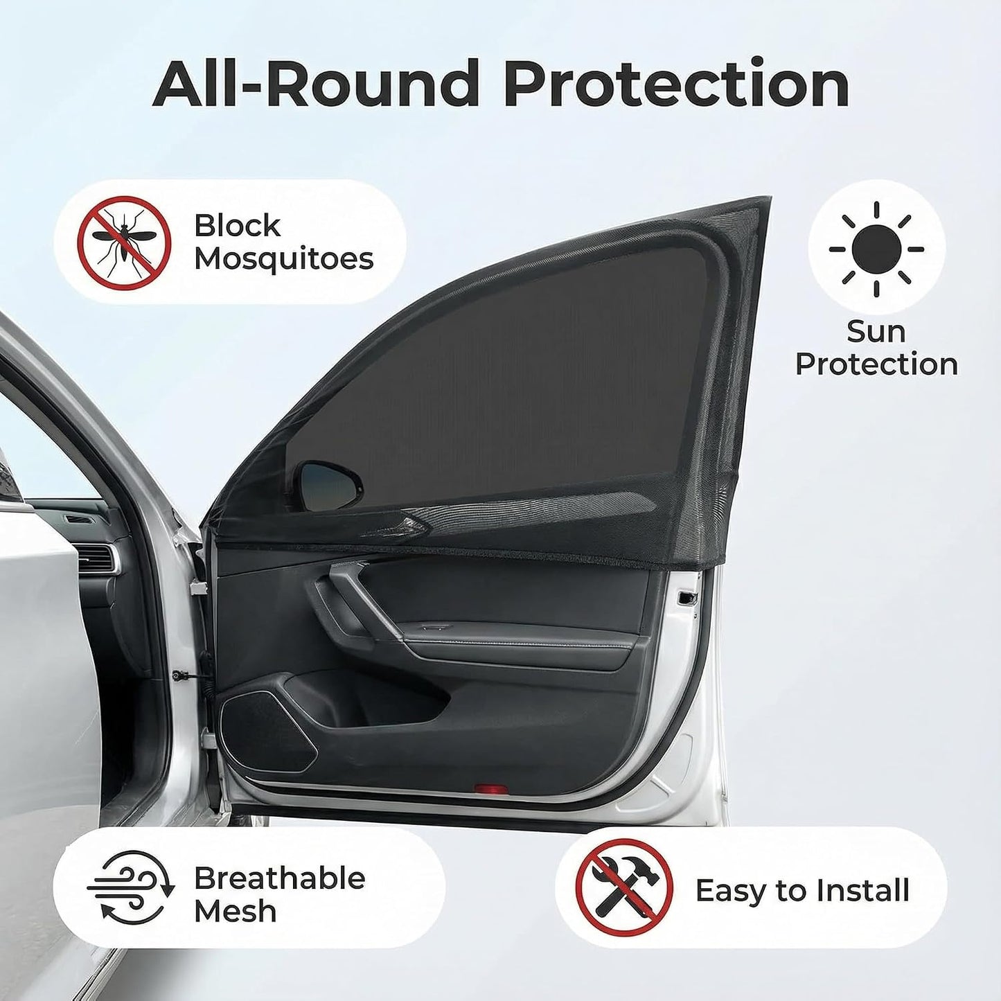 4 Pack Car Window Mosquito Screen for Front & Back Covers Car