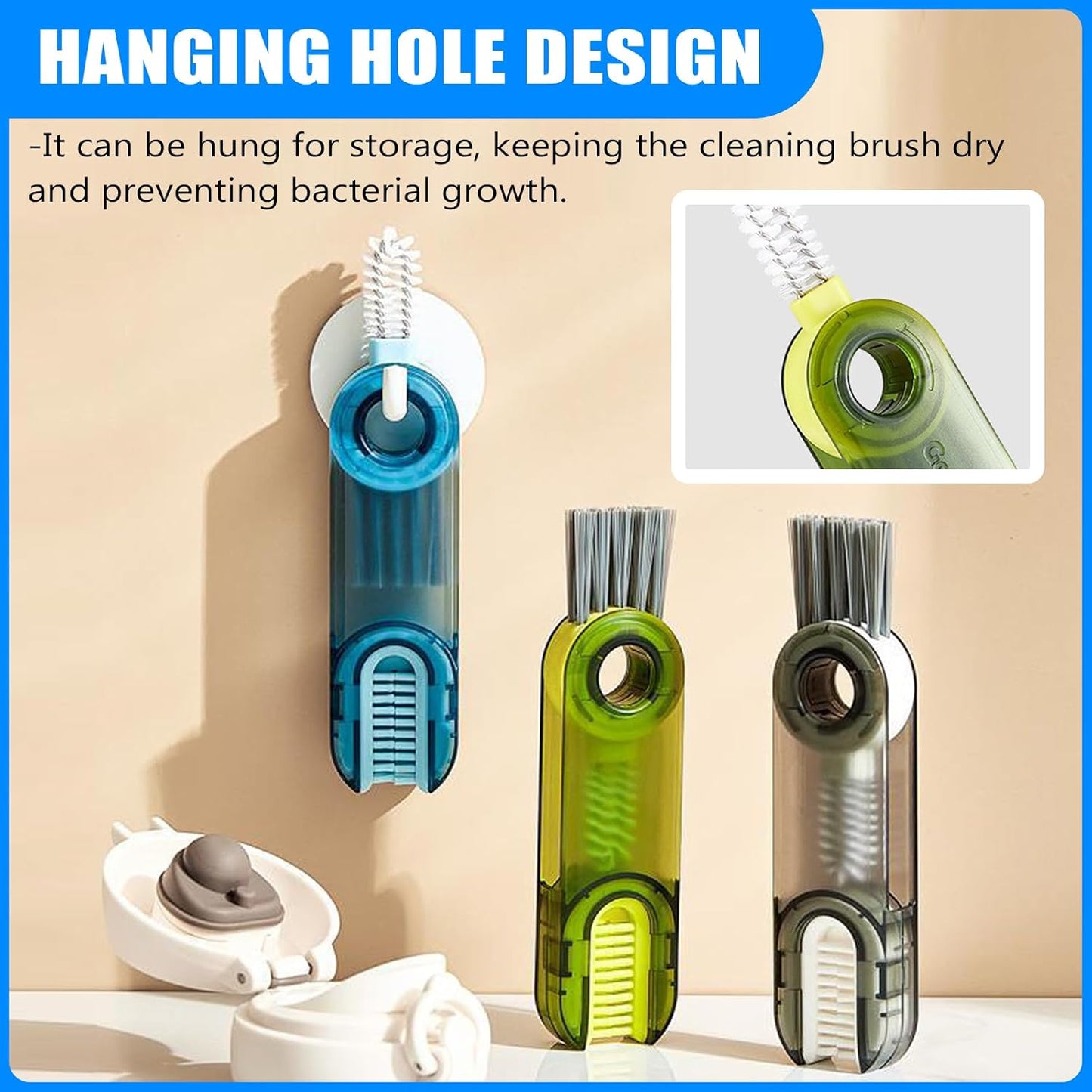 3-in-1 Multifunctional Cup Lid Crevice Cleaning Brush Set
