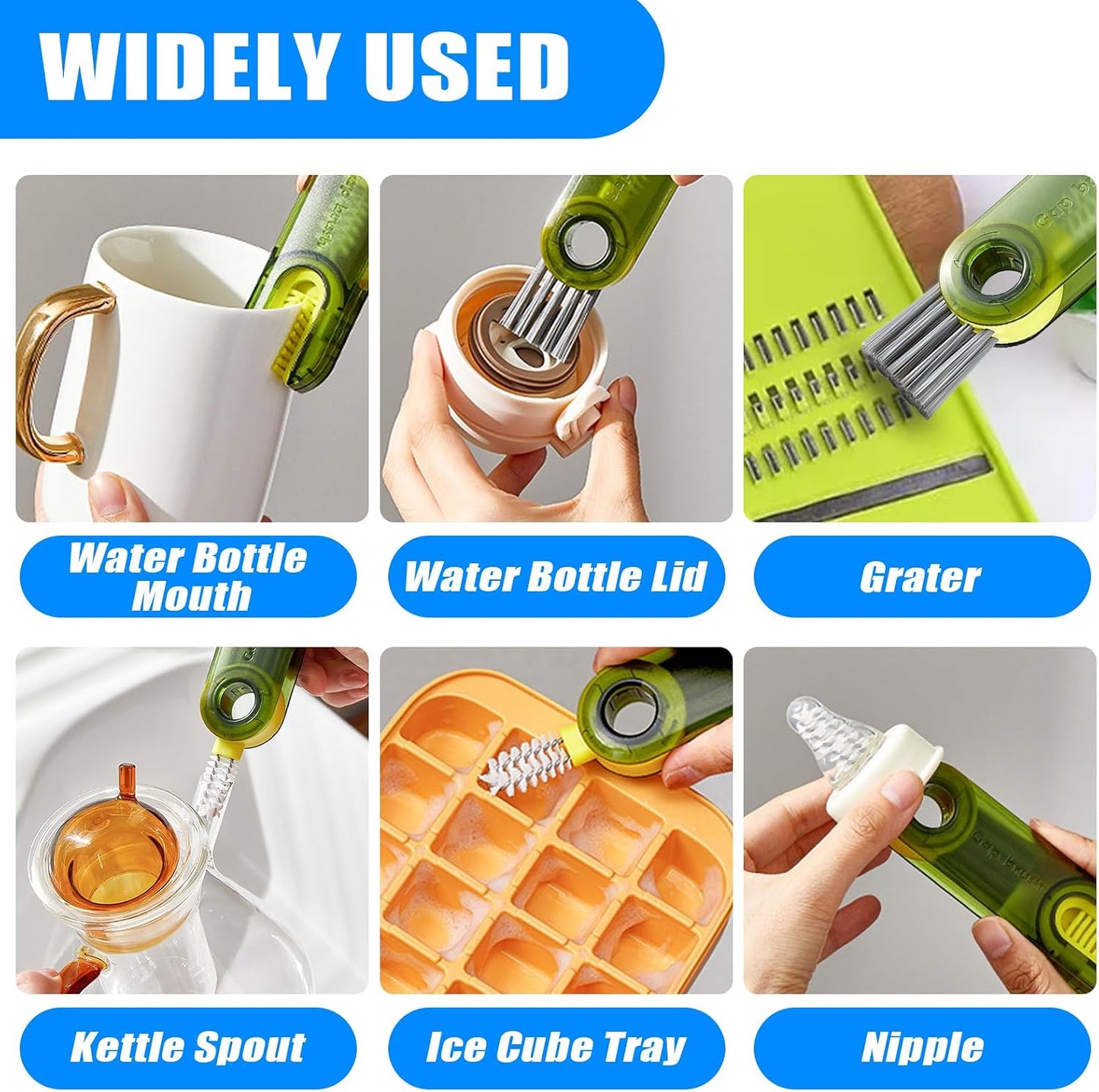 3-in-1 Multifunctional Cup Lid Crevice Cleaning Brush Set