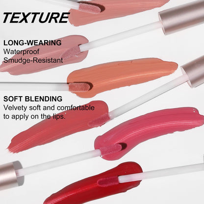 6-Pc Matte Long-Lasting Nude Liquid Lipstick Set, Long-Lasting