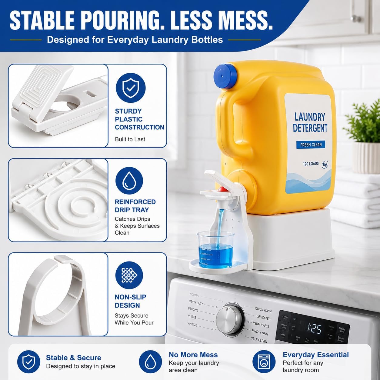 2 PCS Laundry Detergent Dispenser Holder with Press Nozzle Switch