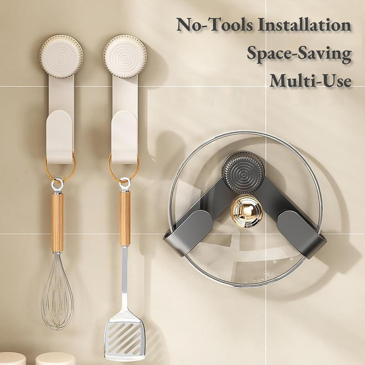 Wall-Mounted Adjustable Pot Lid Rack – No-Drill Space-Saving