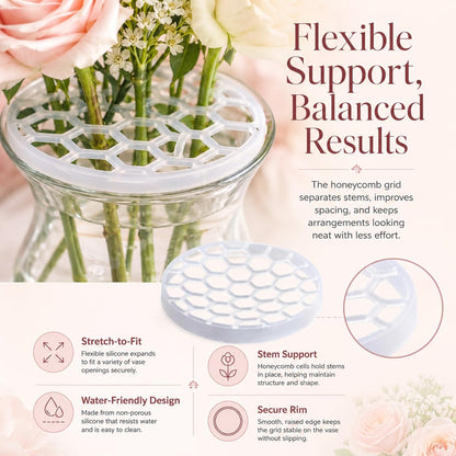 4PCS Silicone Flower Arranging Grid – Reusable Flexible Floral Organizer for Small Centerpieces & DIY Home Decor
