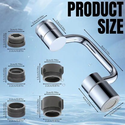 Universal 1440° Rotating Faucet Aerator Extender, Dual Spray Nozzle Mode