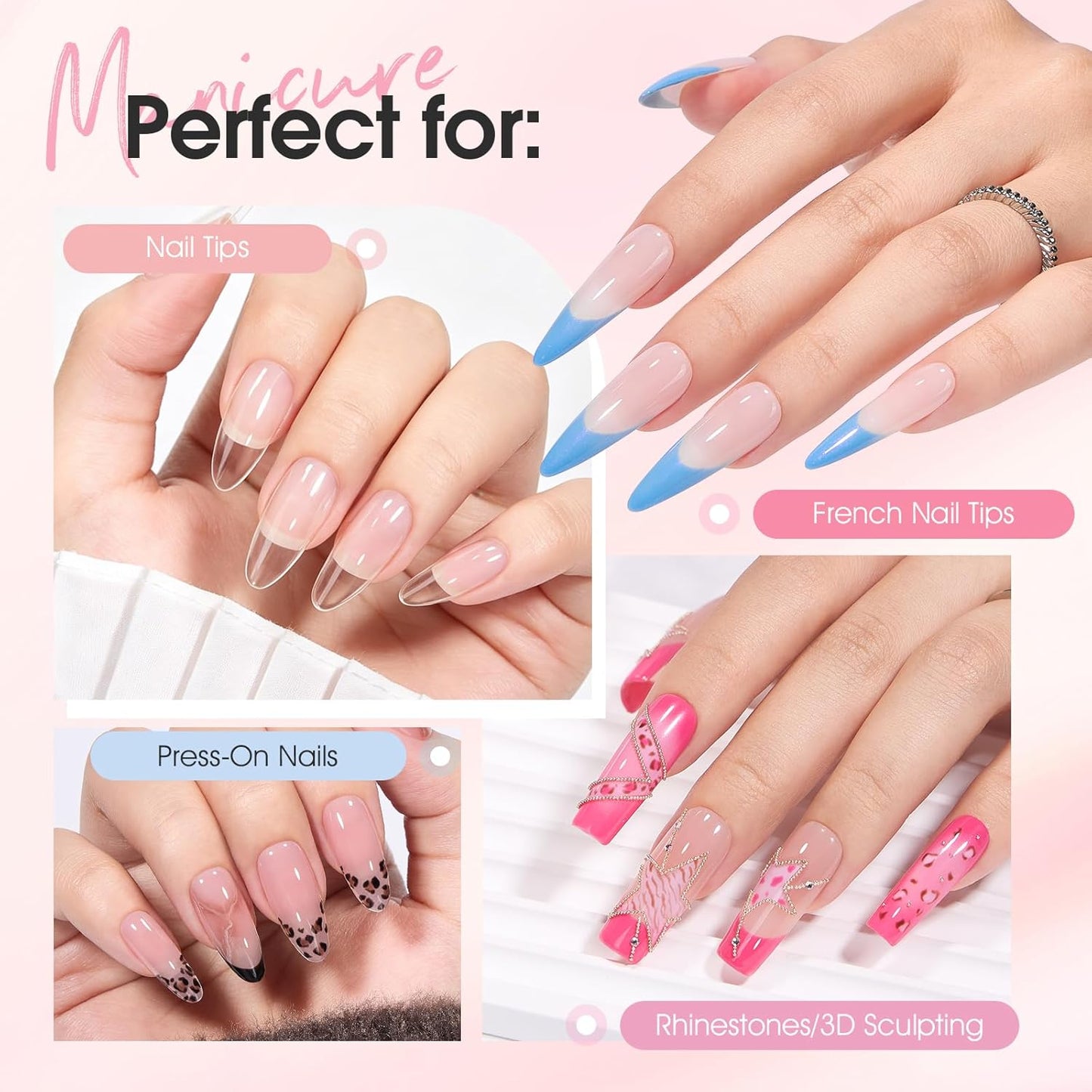 Semi Solid Nail Glue Set for Press On Nails with Nail Debonding Agent Remover