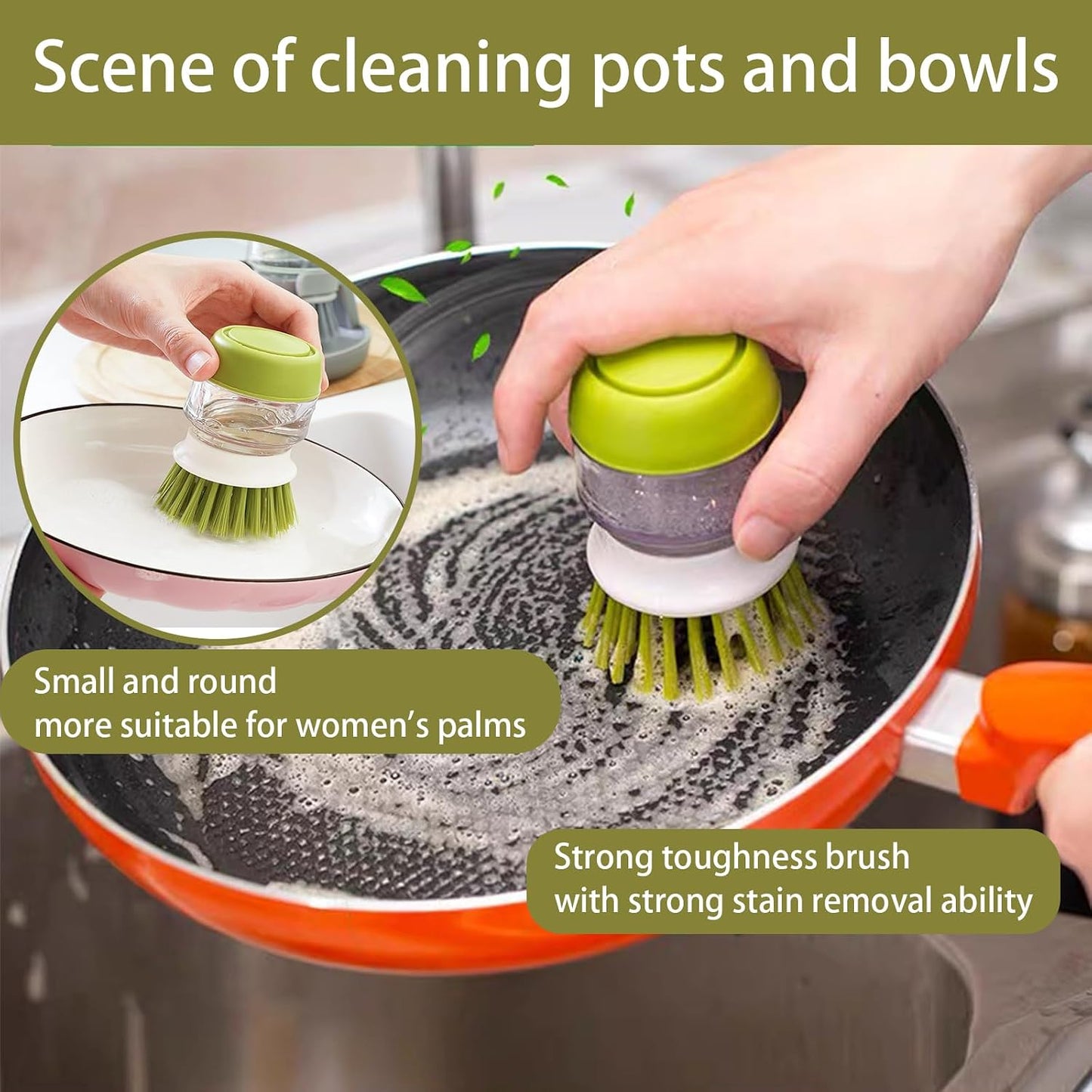 Soap Dispenser Dish Brush Equipped with Storage Bracket