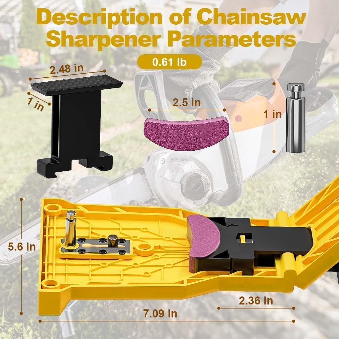 Proprietary Bar-Mount Chain Portable Teeth Chainsaw Sharpener, Fit for 14-20 Inches