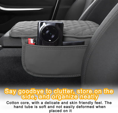 Multifunctional Car Armrest Box Cushion with Built-in Storage Bag