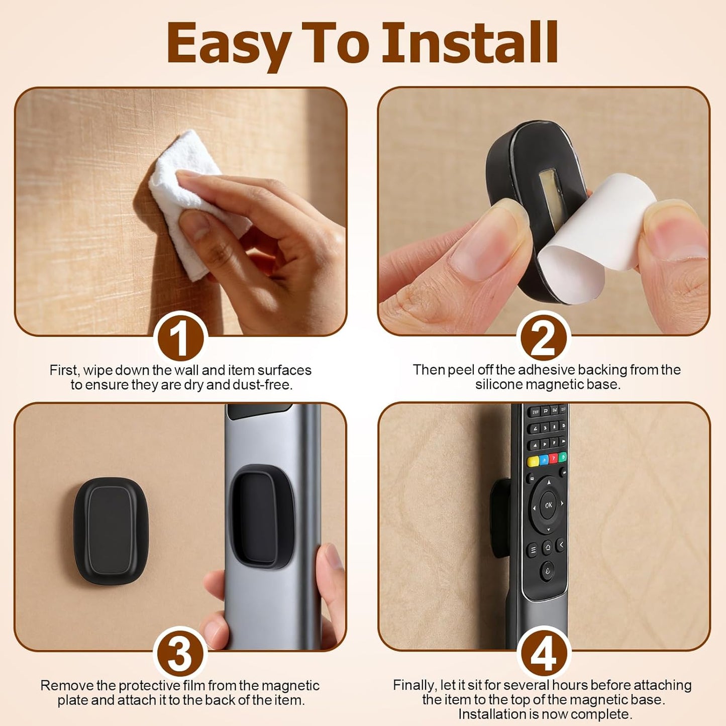 Magnetic Remote Control Holder Self-Adhesive Wall Mount,Upgraded Silicone Organizer Storage Wall Holder