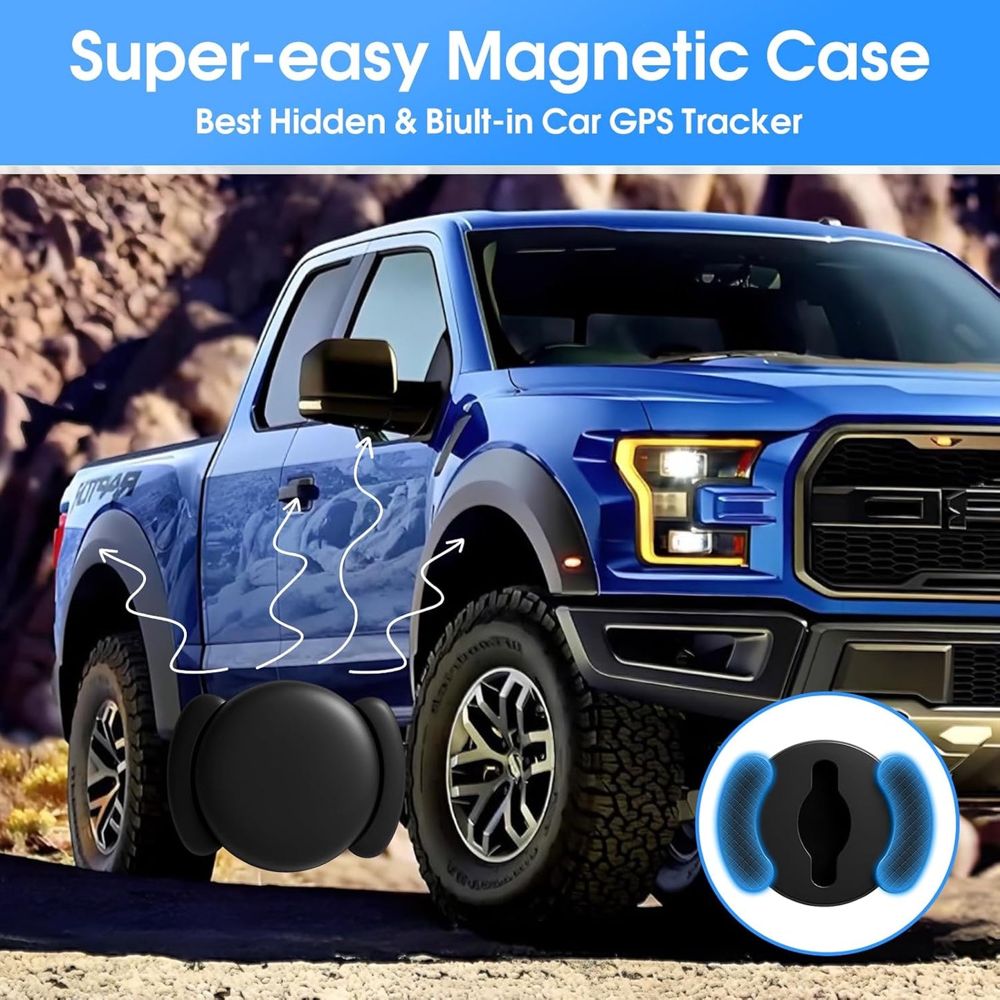 Mini GPS Tracker for Vehicles – Real-Time Location Tracker with Magnetic Case for Cars, Pets, Keys & Wallet