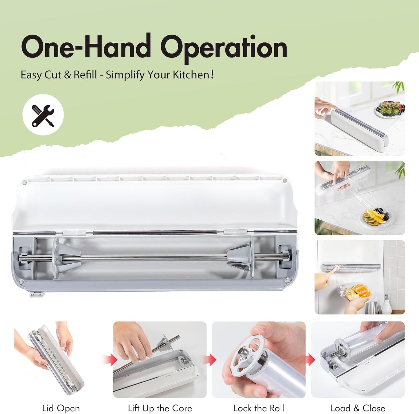 Aluminum Foil & Plastic Wrap Dispenser with Cutter