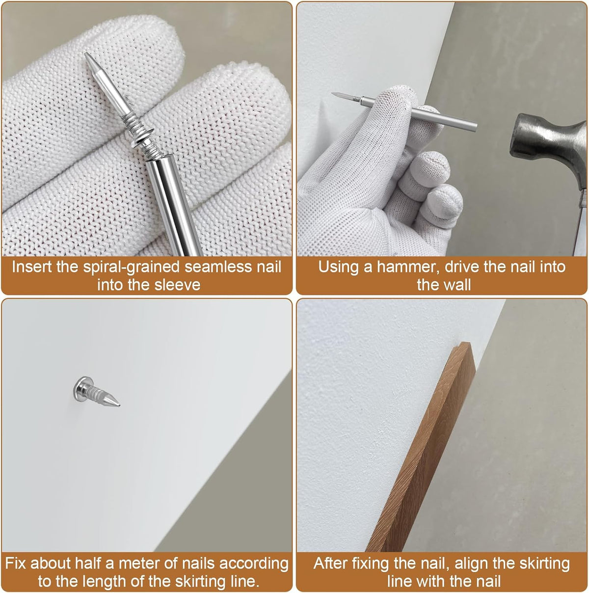 100 Double-Ended Baseboard Nails - Invisible Safety Screws
